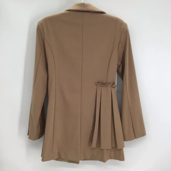 Storets Double Breasted Pleated Vintage Style Chic Blazer Jacket Tan Size Small - Picture 2 of 10